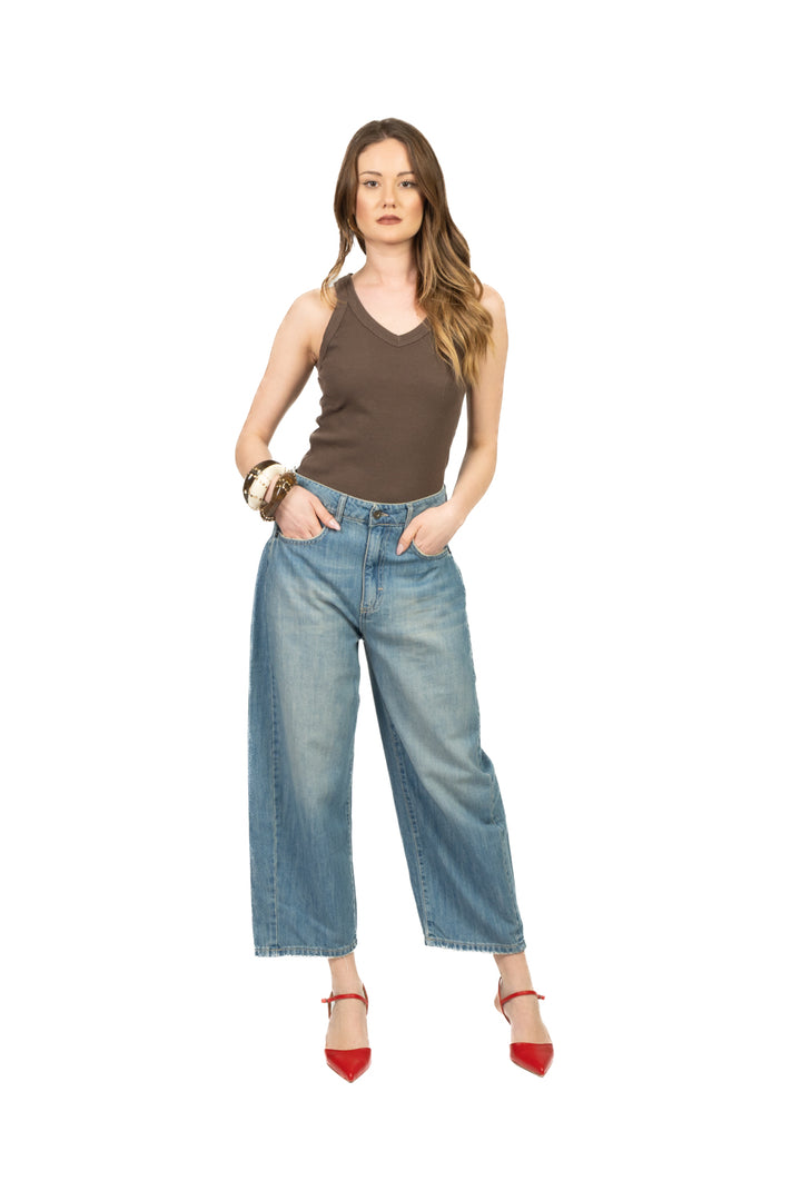 Tensione In - Canotta costine scollo v Art. 21002