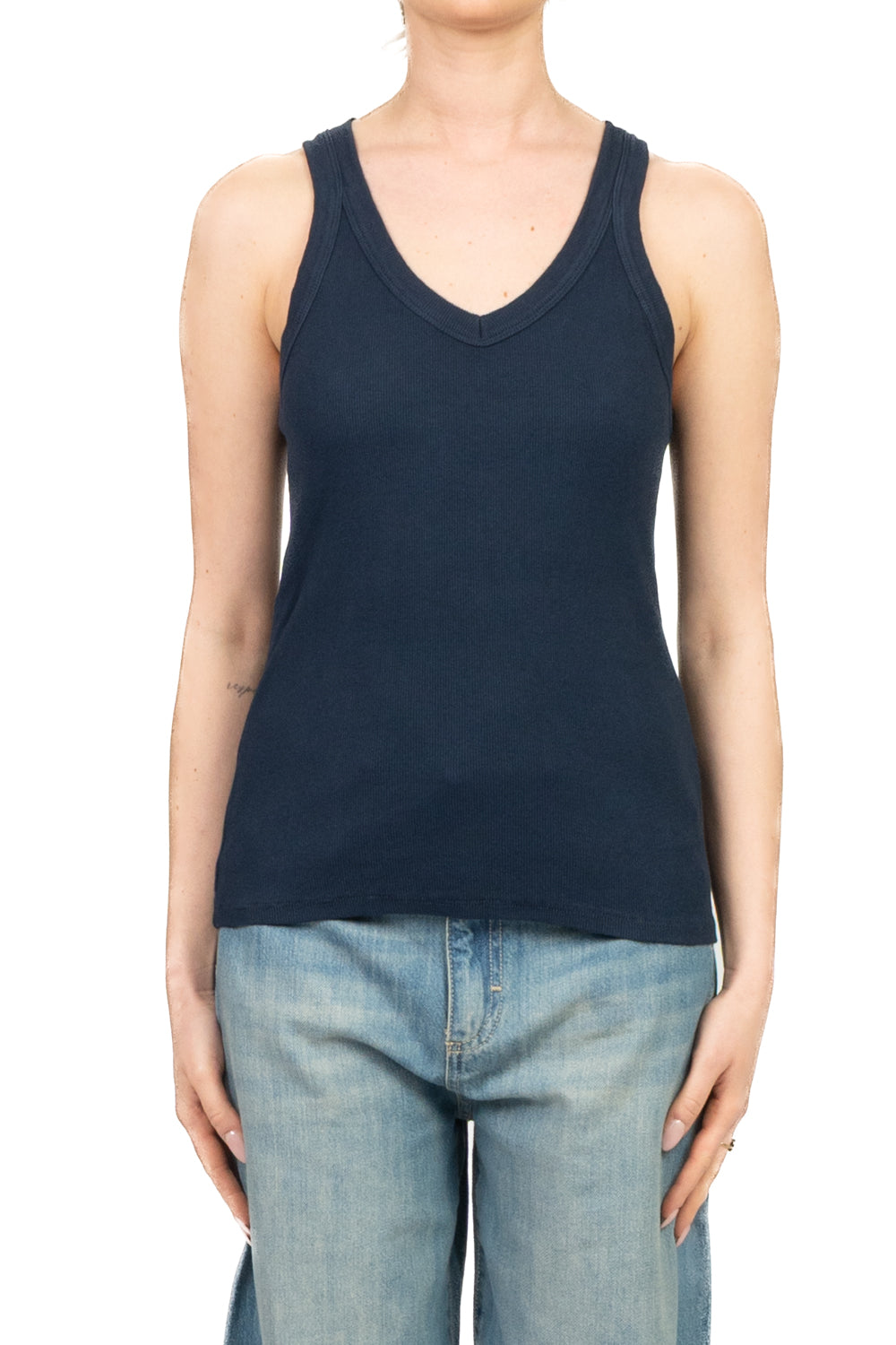 Tensione In - Canotta costine scollo v Art. 21002