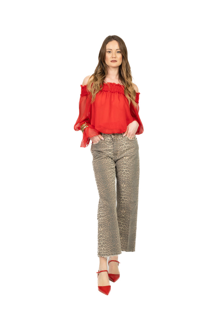 Tensione In - Blusa scollo shiffer Art. C10295AT