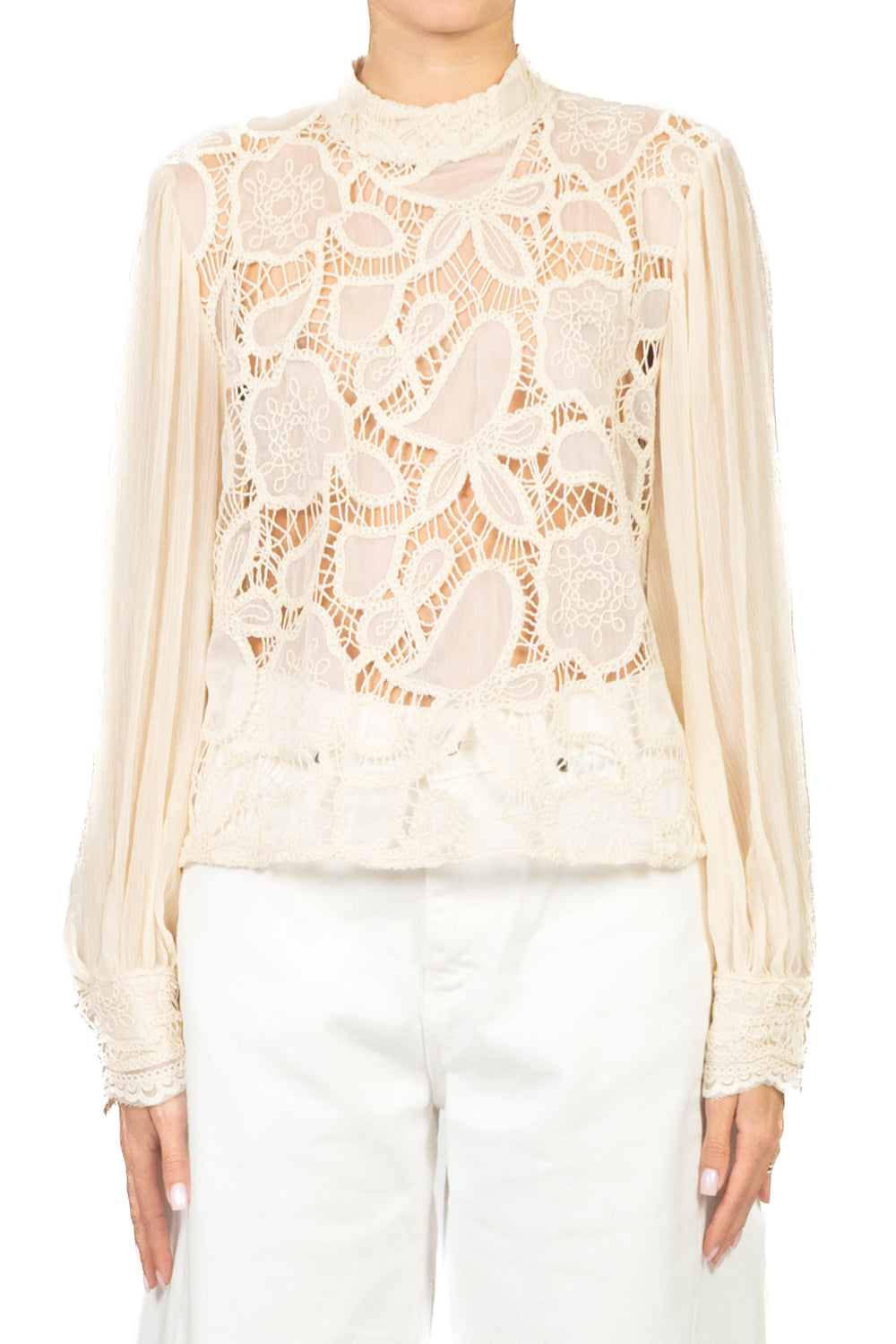 Tensione In - Blusa pizzo macramè Art. IK470