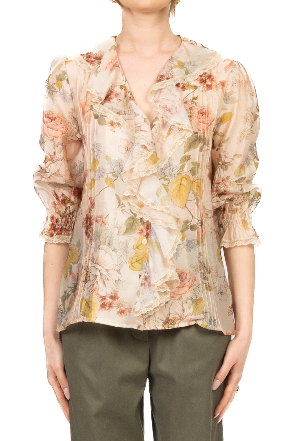 Dixie - Camicia floreale con rouches Art. CFN31NQ