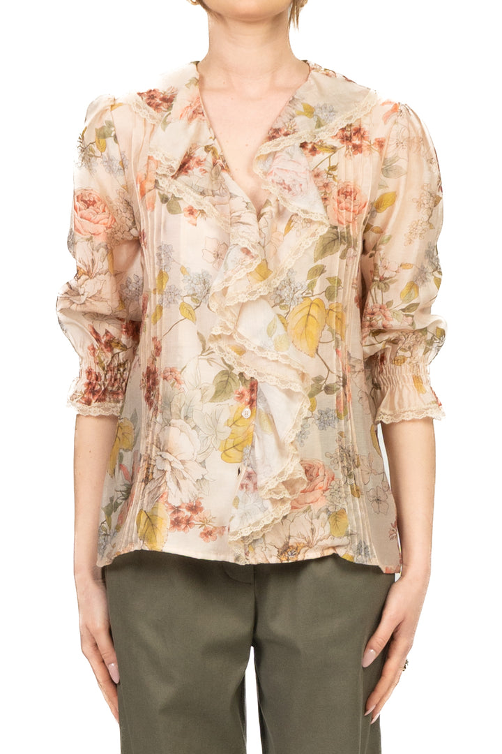 Dixie - Camicia floreale con rouches Art. CFN31NQ