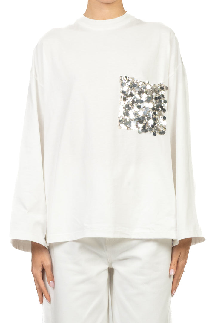 Tensione In - T-shirt manica lunga taschino paillettes Art. PE260149