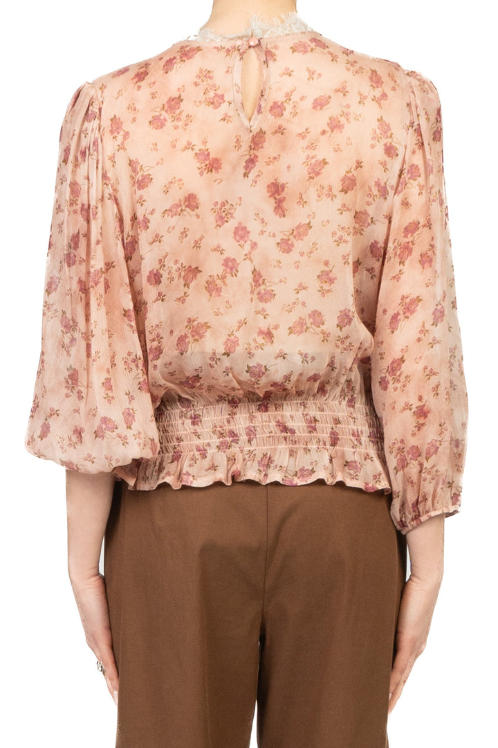Tensione In - Blusa floreale girocollo pizzo Art. S26CB09