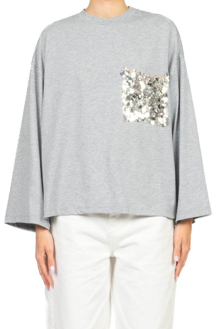 Tensione In - T-shirt manica lunga taschino paillettes Art. PE260149