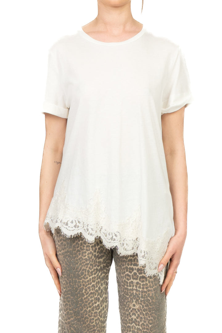Tensione In - T-Shirt asimmetrica con pizzo Art. S26MA79