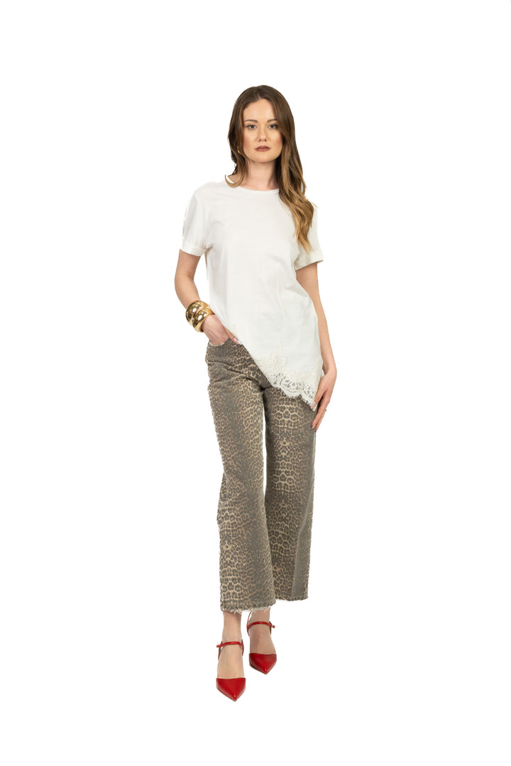 Tensione In - T-Shirt asimmetrica con pizzo Art. S26MA79