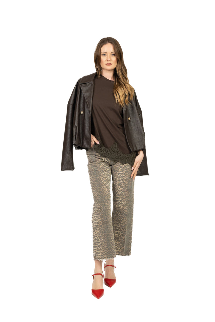 Tensione In - T-Shirt asimmetrica con pizzo Art. S26MA79