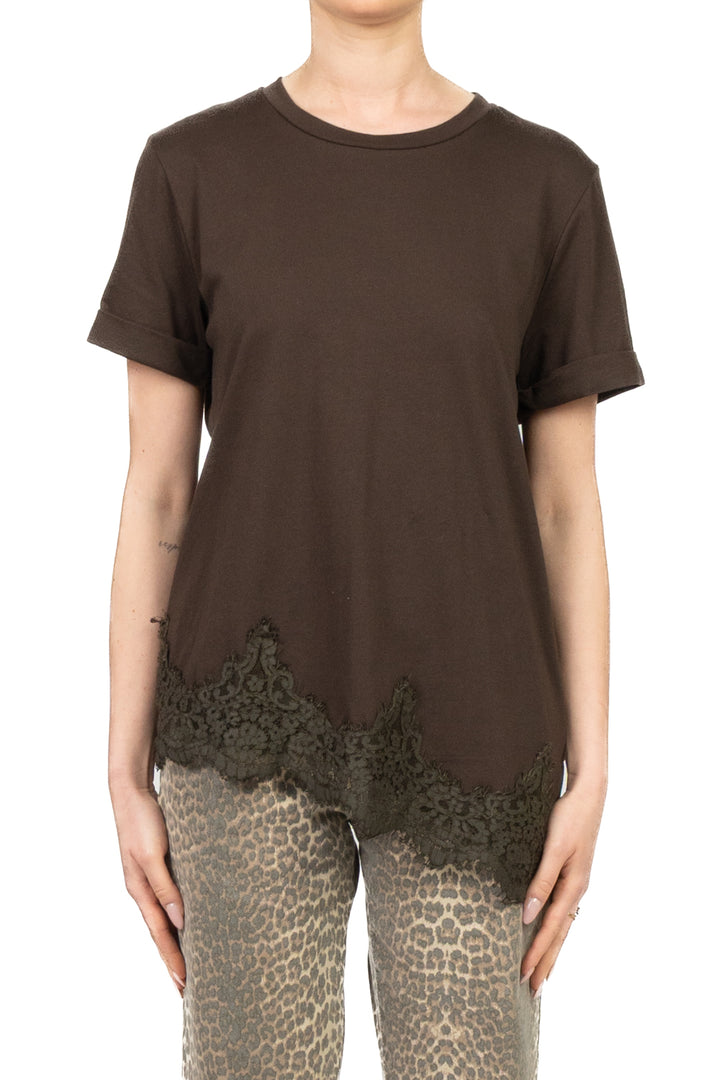 Tensione In - T-Shirt asimmetrica con pizzo Art. S26MA79