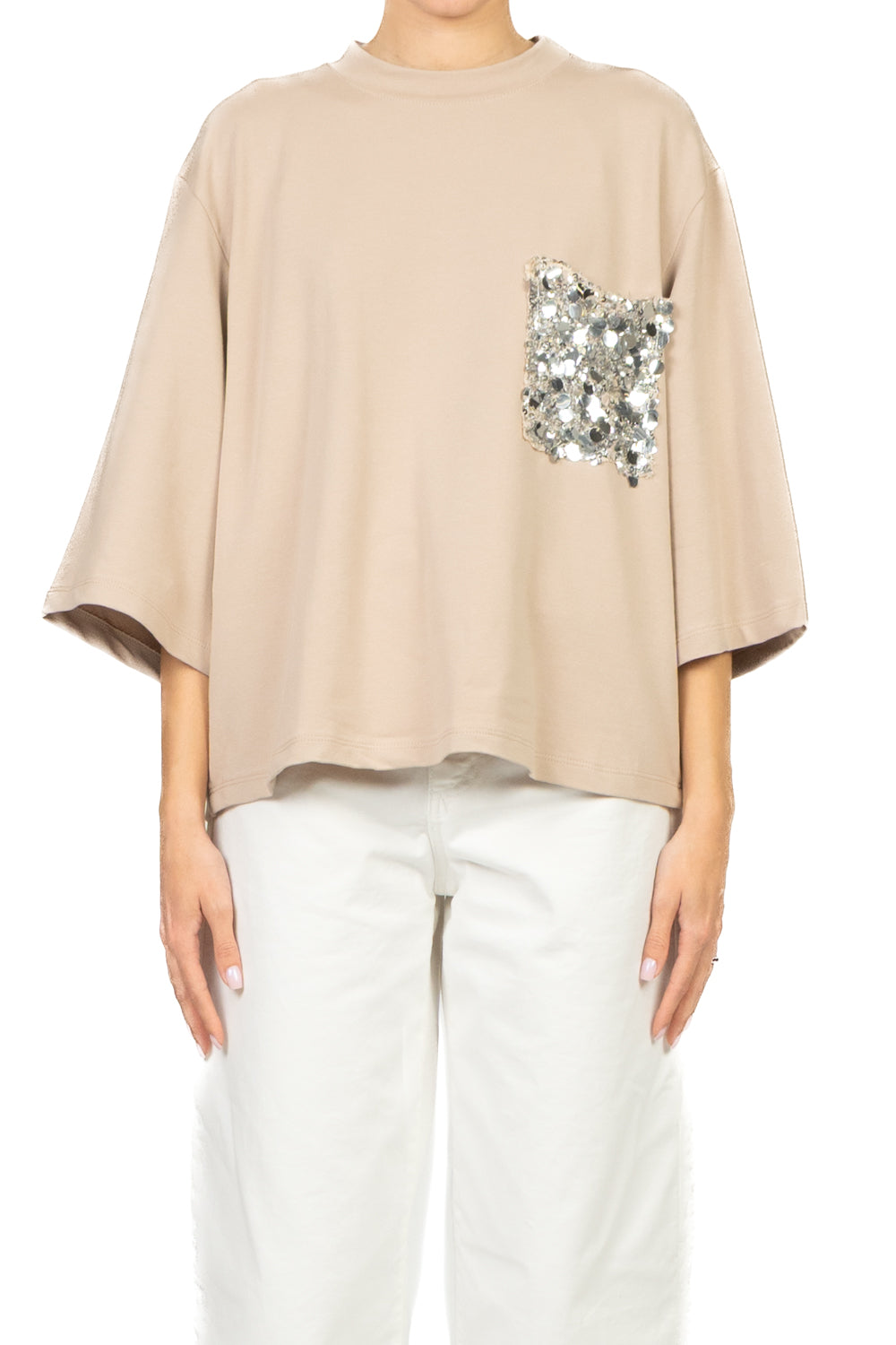 Tensione In - T-Shirt over tasca paillettes Art. PE260157