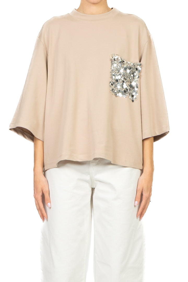 Tensione In - T-Shirt over tasca paillettes Art. PE260157