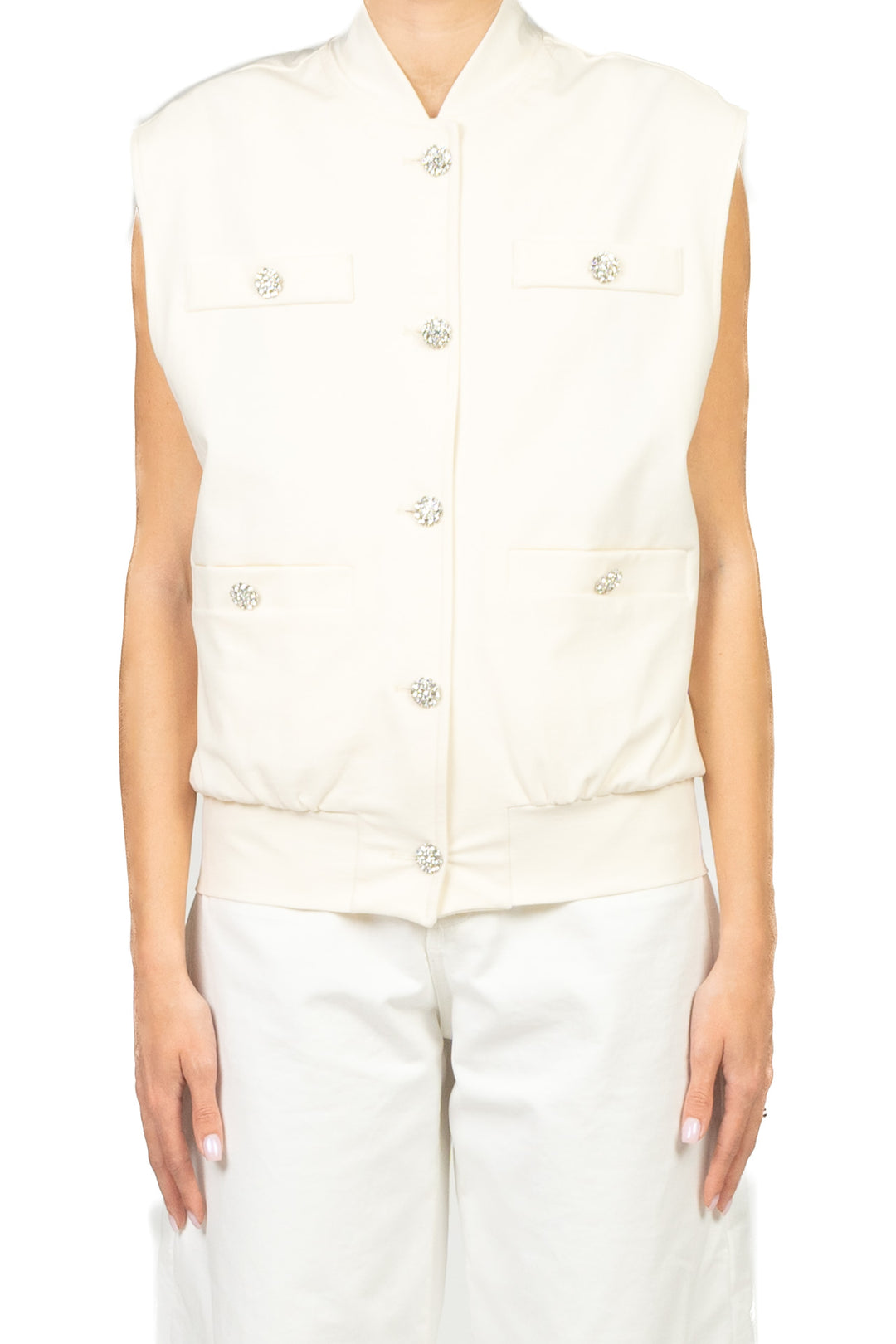 Tensione In - Gilet punto milano bottoni gioiello Art. 39061