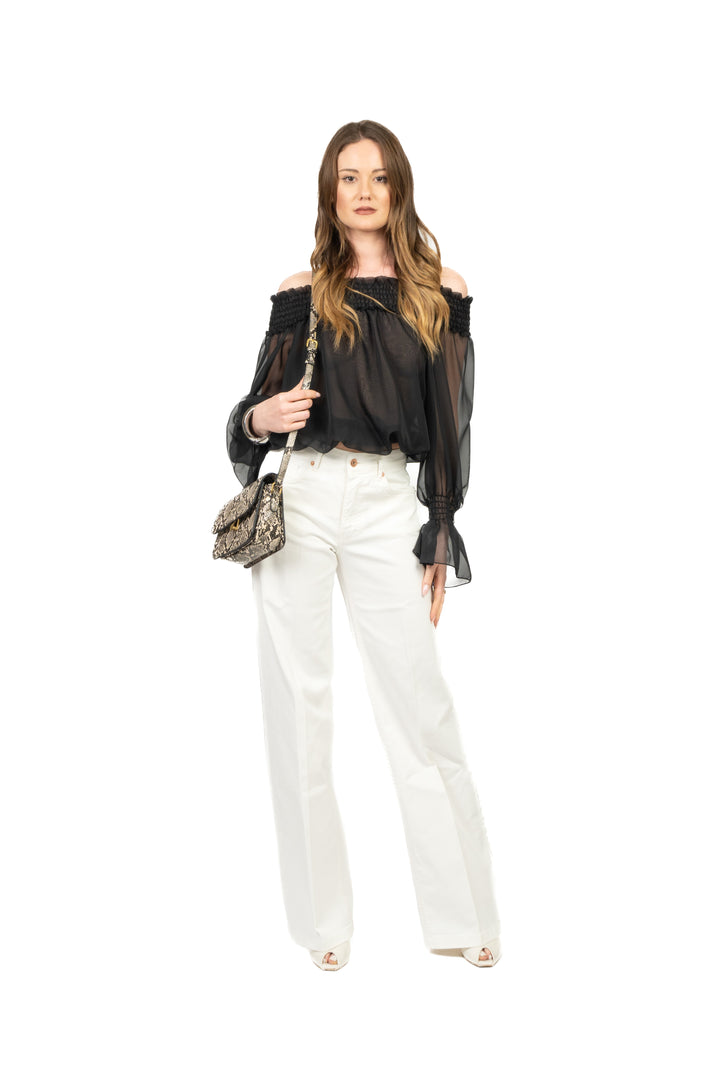 Tensione In - Blusa scollo shiffer Art. C10295AT