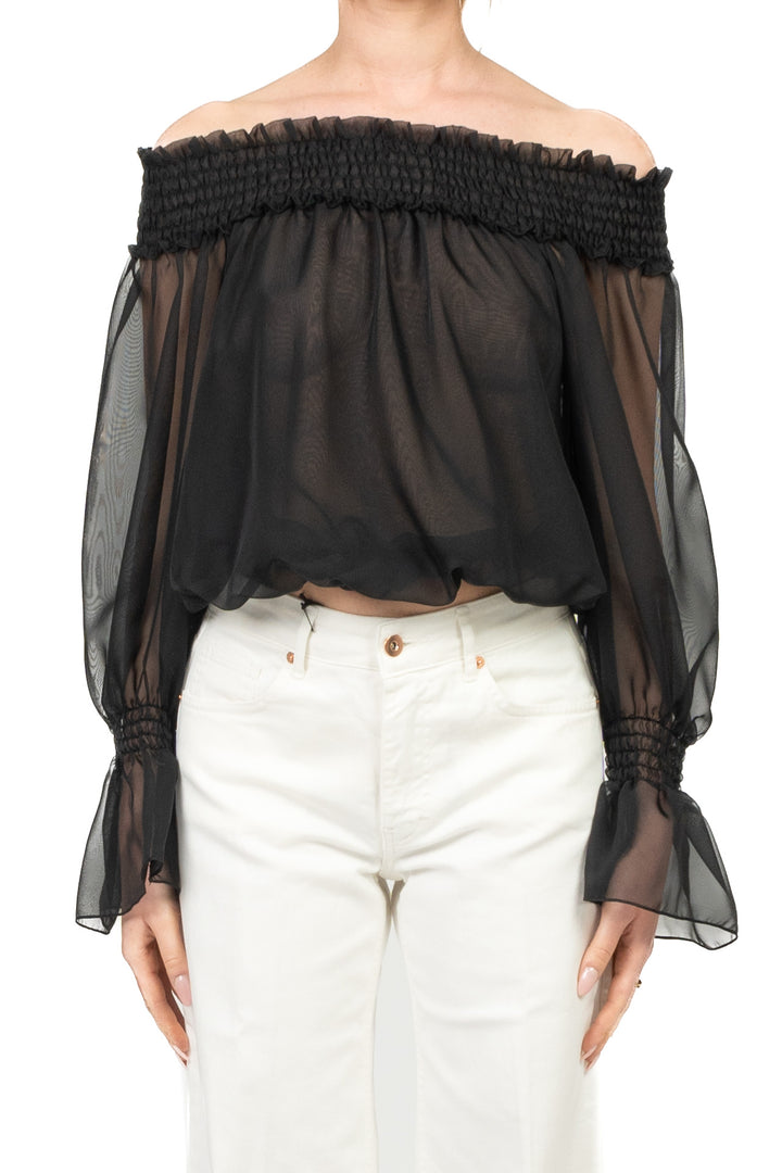 Tensione In - Blusa scollo shiffer Art. C10295AT