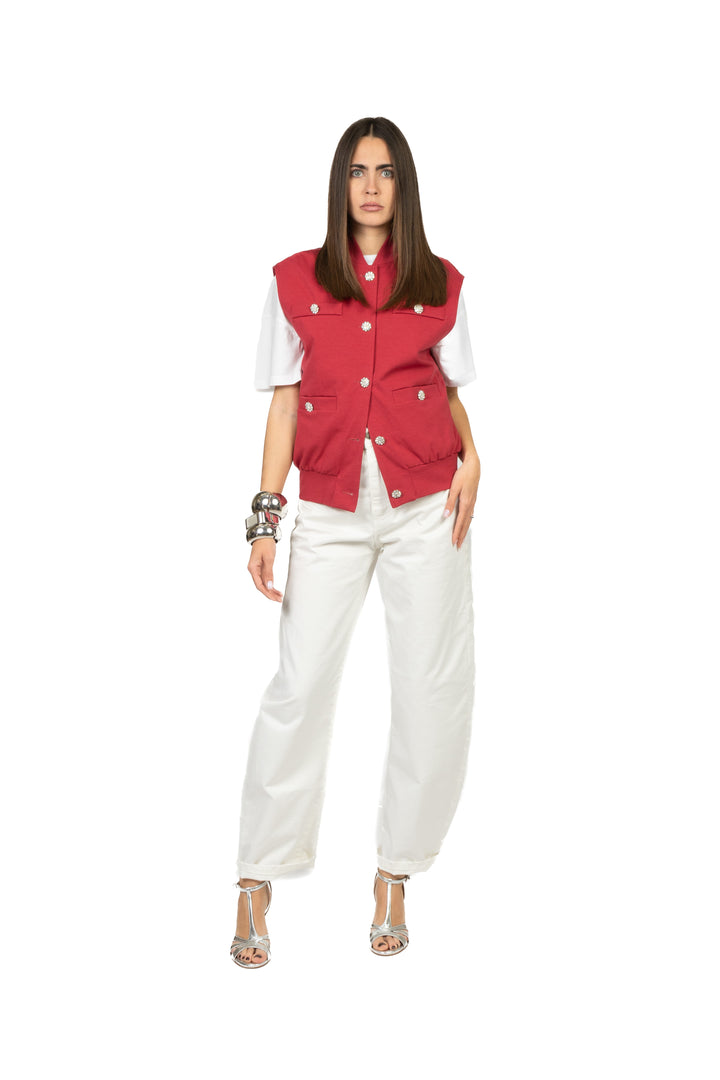 Tensione In - Gilet punto milano bottoni gioiello Art. 39061
