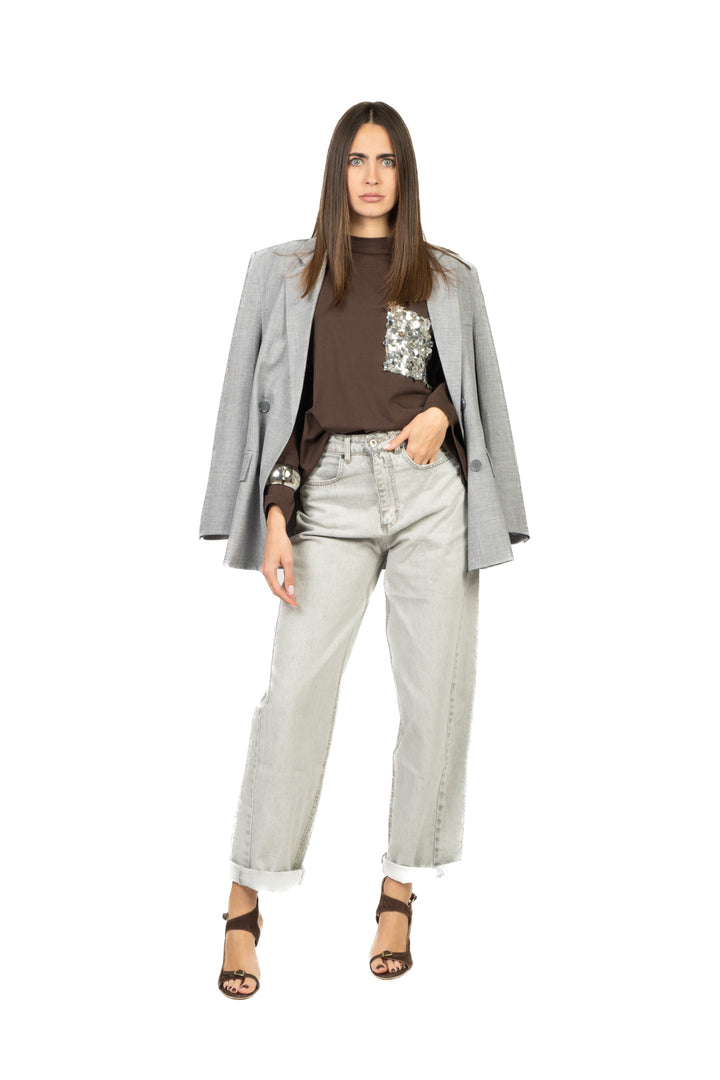 Tensione In - T-shirt manica lunga taschino paillettes Art. PE260149