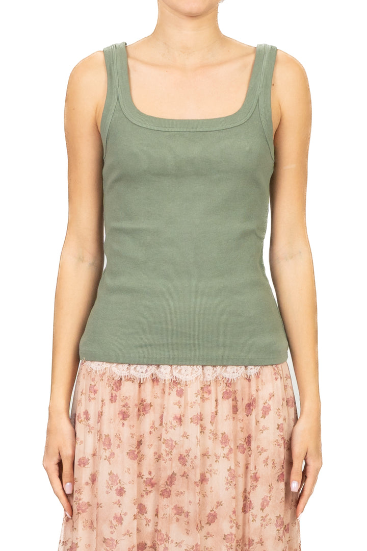 Tensione in - Canotta a costine scollo quadrato Art. 21001