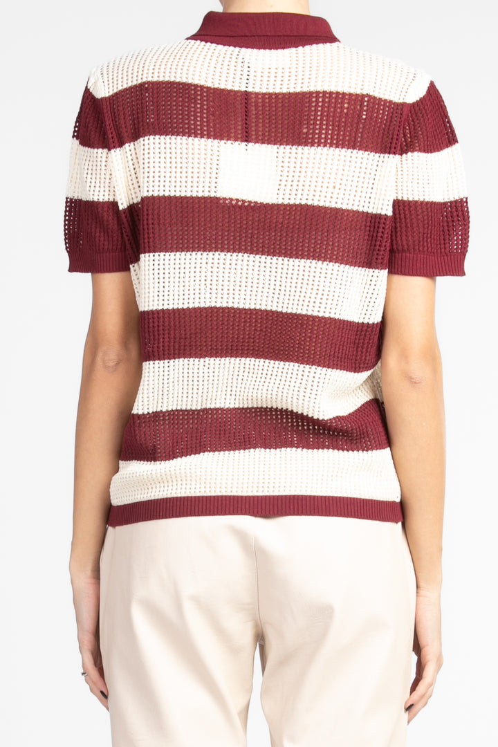 Vicolo - Maglia polo traforata a righe Art. 22098D
