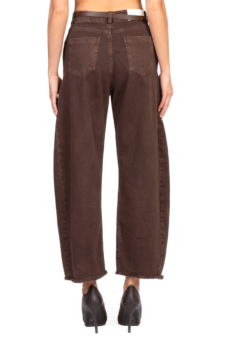 Tensione In - Pantalone barrel sfrangiato con cintura Art. W25P371