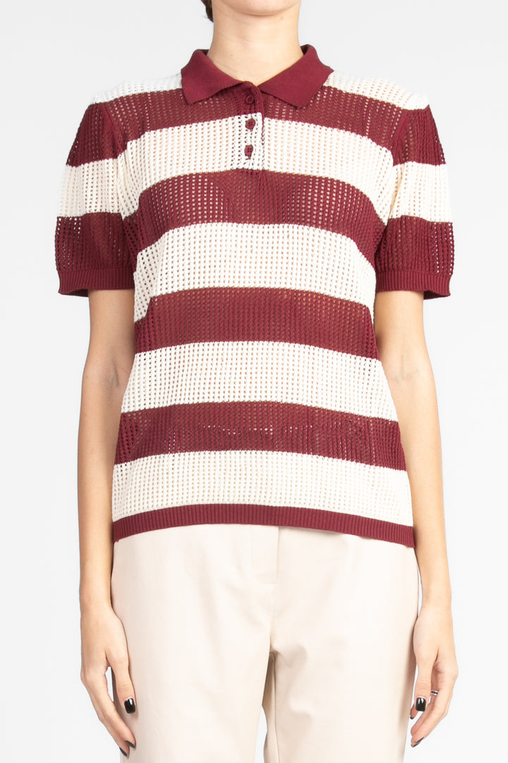 Vicolo - Maglia polo traforata a righe Art. 22098D