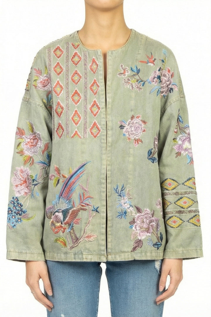 Emunà - Giacca in denim con ricami