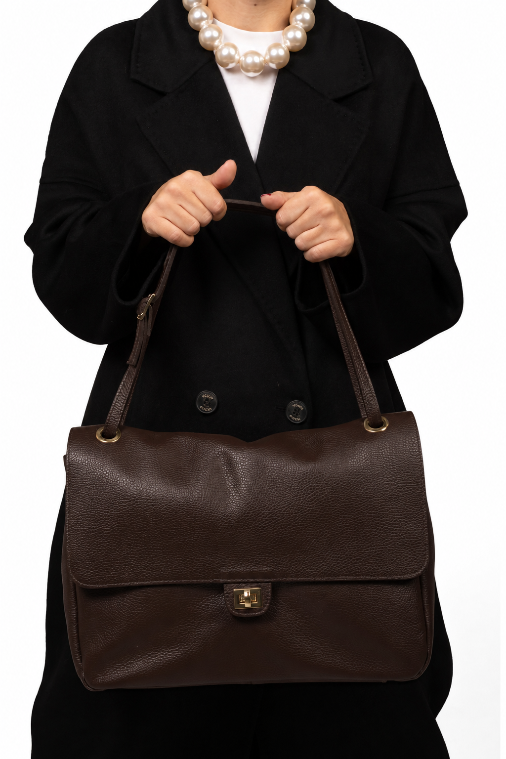 Upper - Borsa cartella maxi con chiusura lucchetto