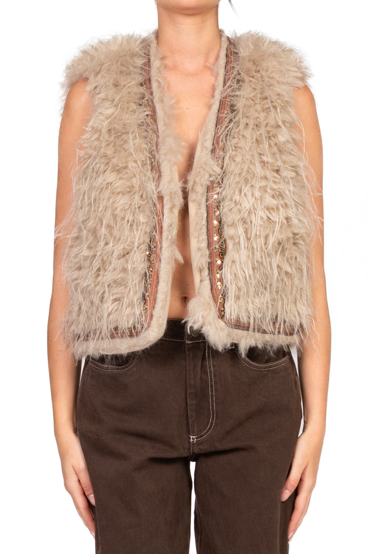 Tensione In - Gilet ecopelliccia passamaneria Art. 37542