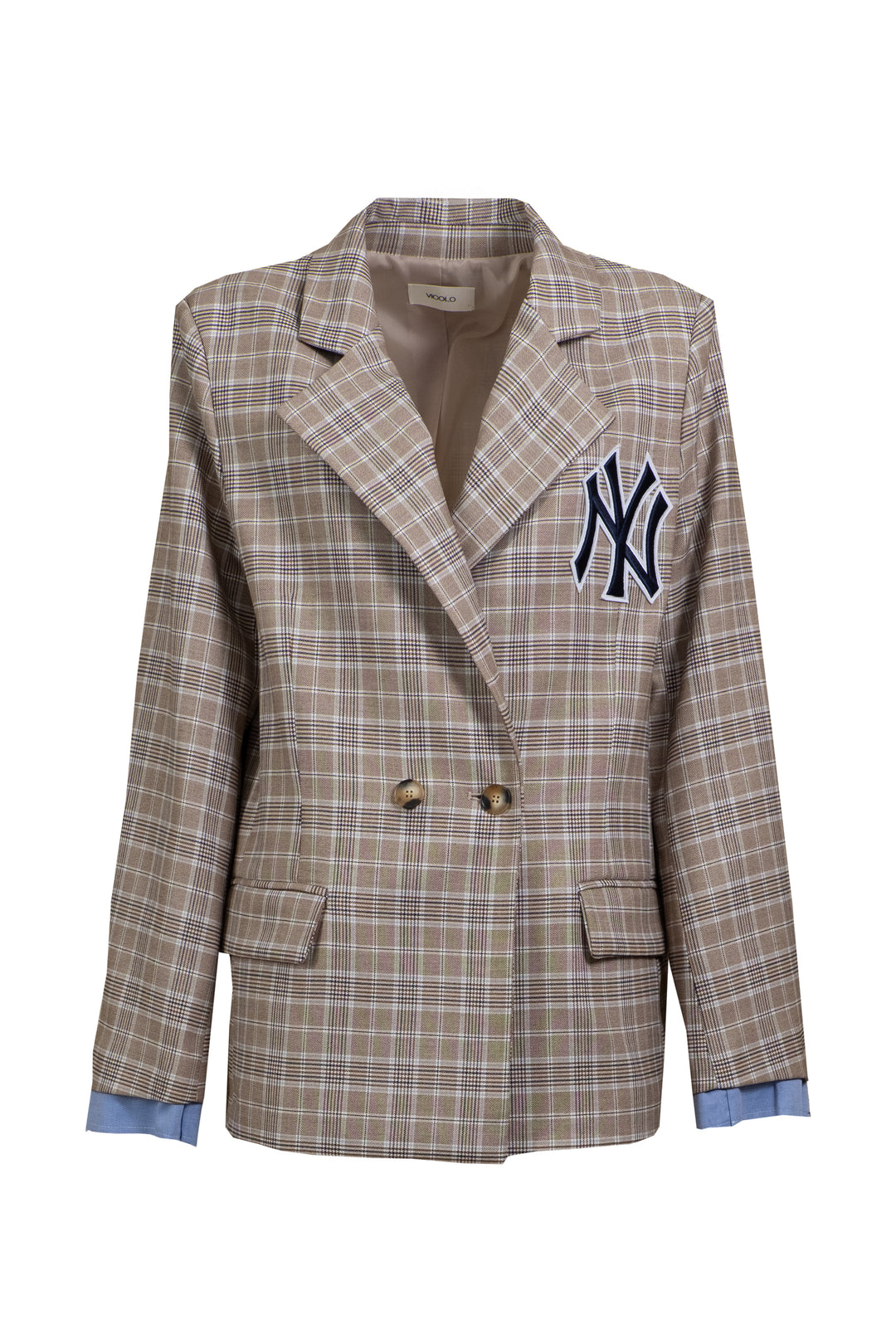 Vicolo - Giacca check doppio petto con patch Art. RD0282