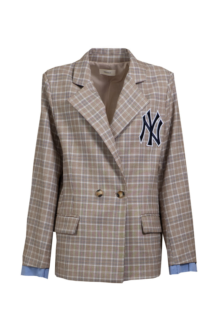 Vicolo - Giacca check doppio petto con patch Art. RD0282