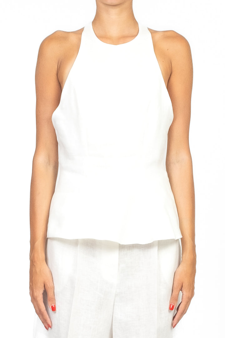 Vicolo - Top in lino scollo posteriore Art. TD3111