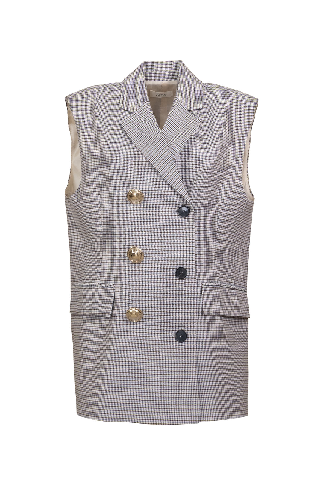 Vicolo - Gilet over pied de poule con bottoni oro Art. TD0391