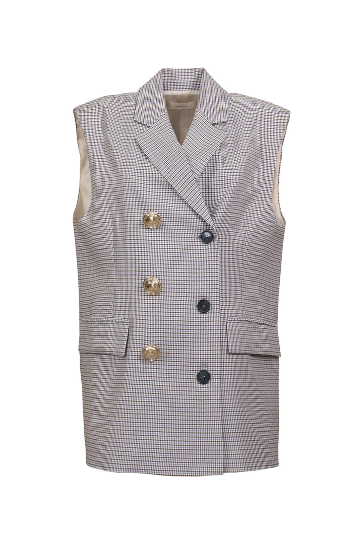 Vicolo - Gilet over pied de poule con bottoni oro Art. TD0391