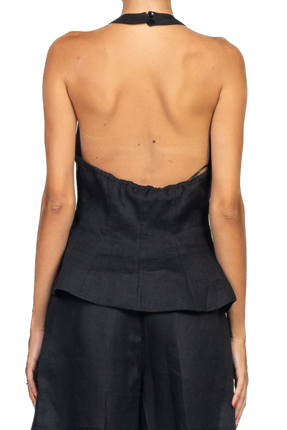 Vicolo - Top in lino scollo posteriore Art. TD3111