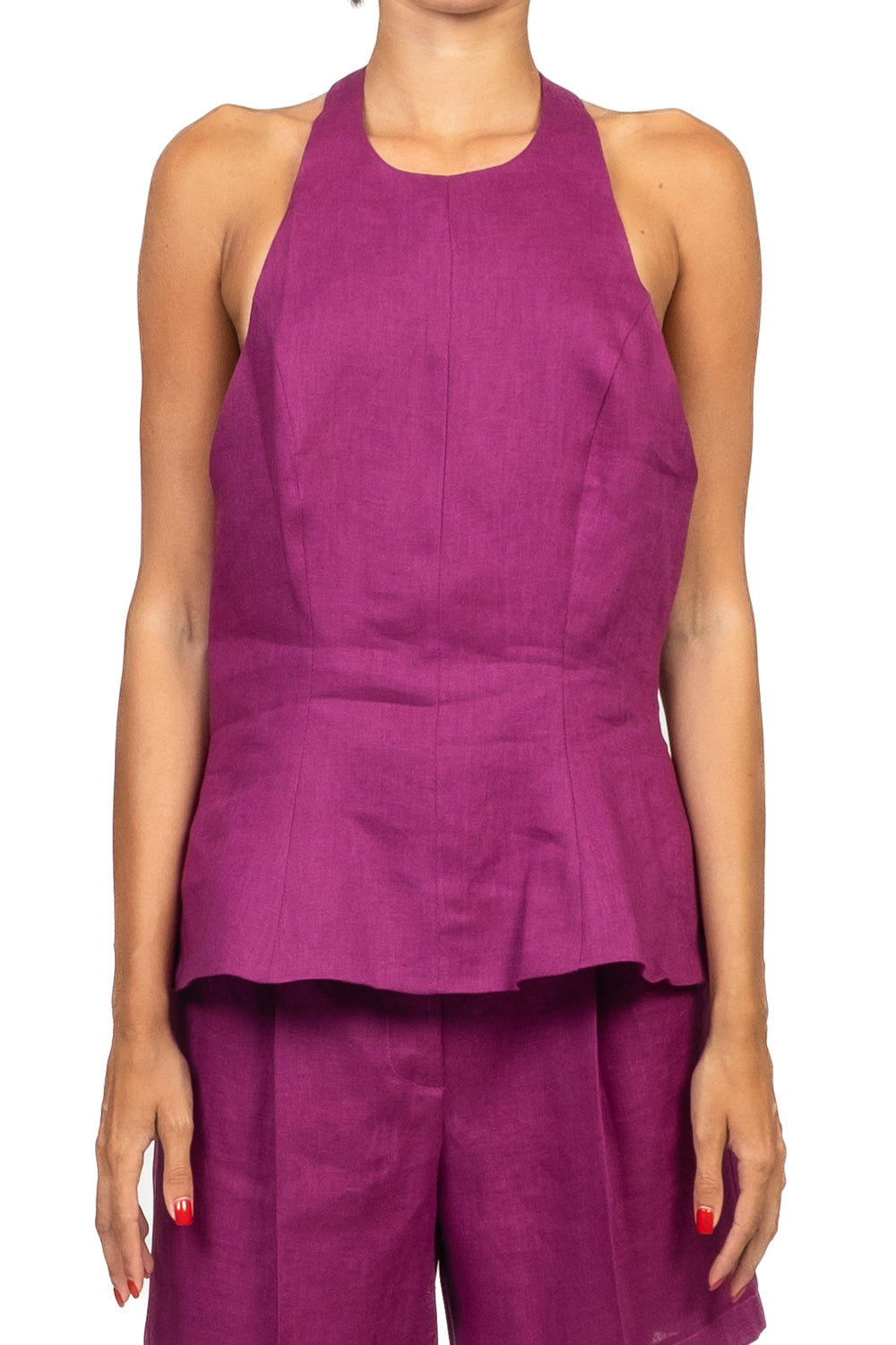 Vicolo - Top in lino scollo posteriore Art. TD3111