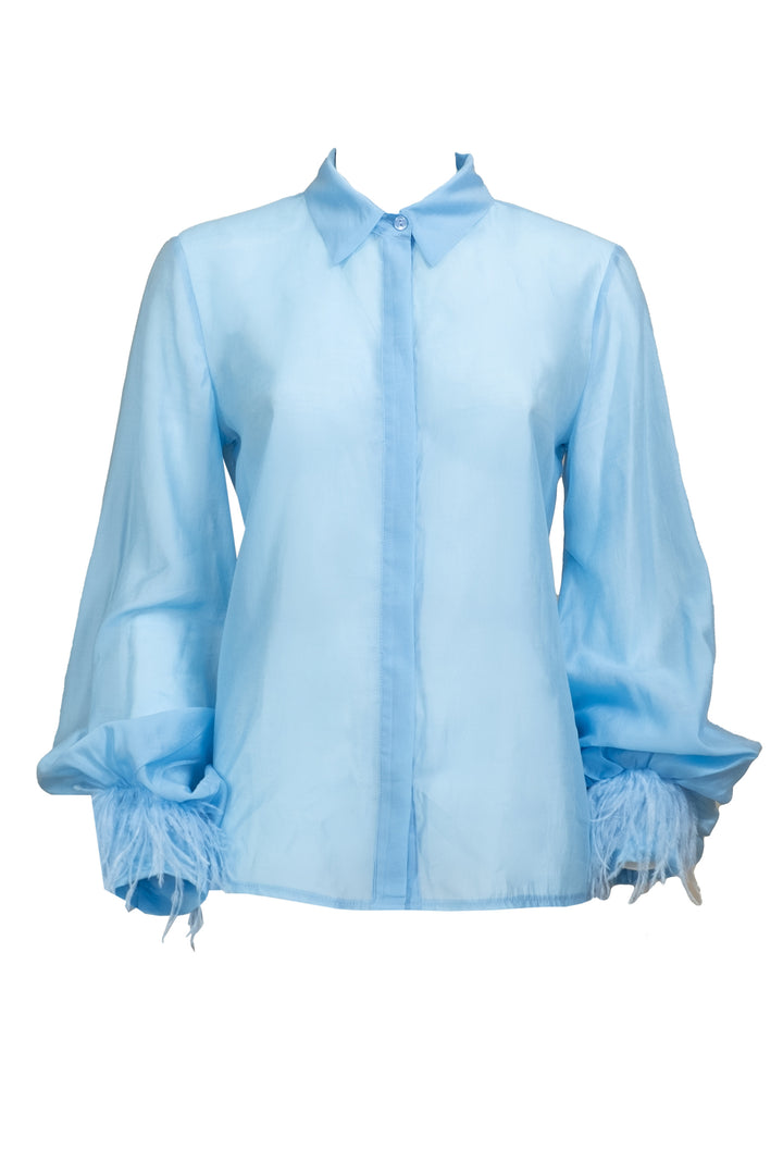 Tensione In - Camicia manica palloncino con piume Art. S25C507