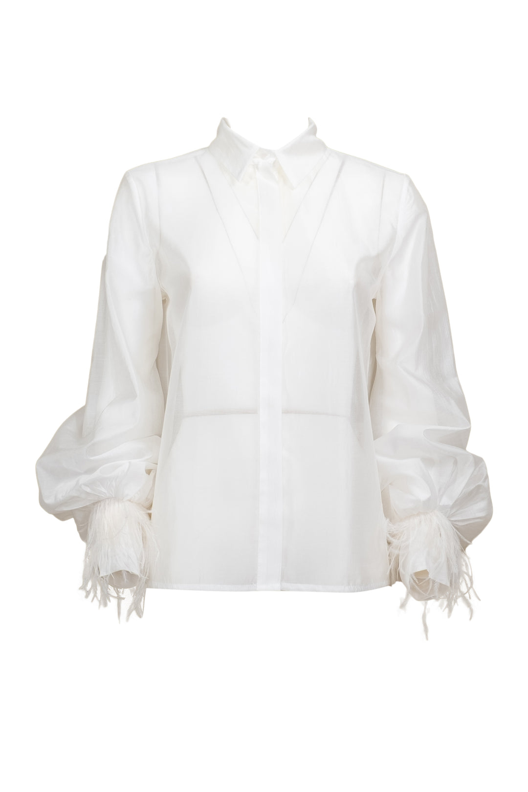 Tensione In - Camicia manica palloncino con piume Art. S25C507