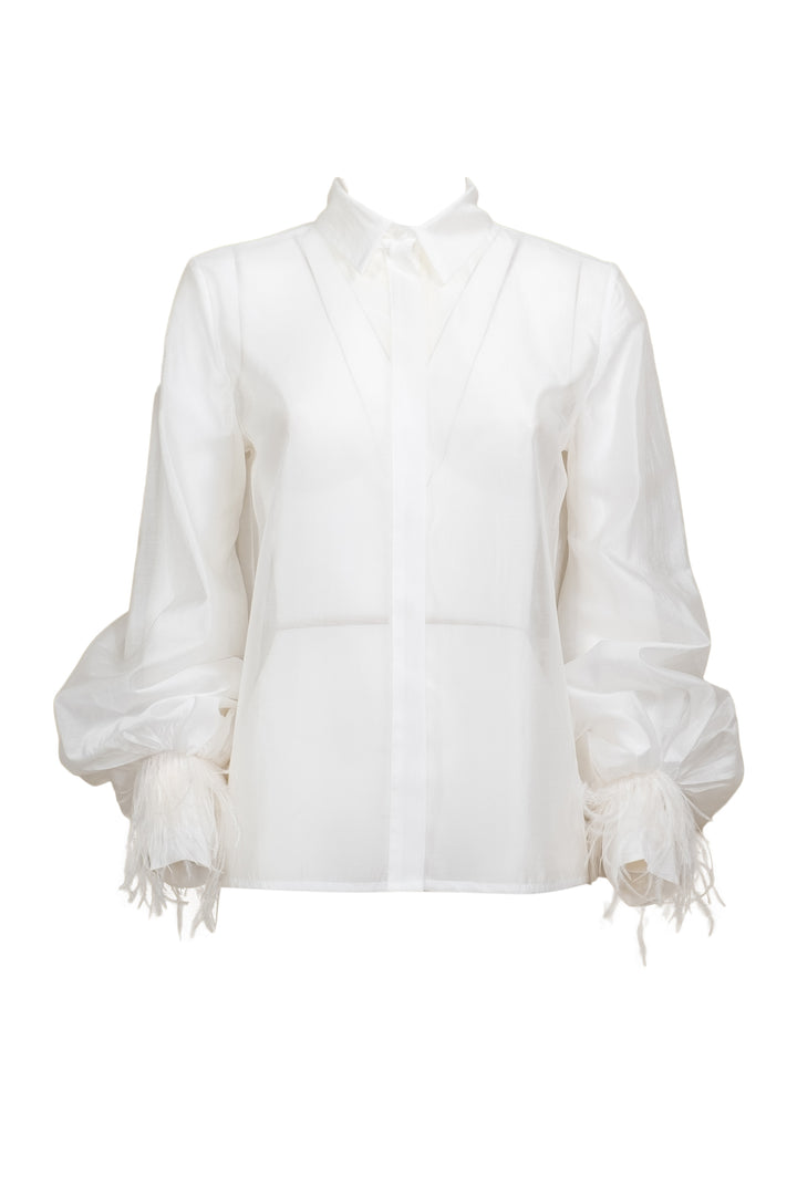 Tensione In - Camicia manica palloncino con piume Art. S25C507