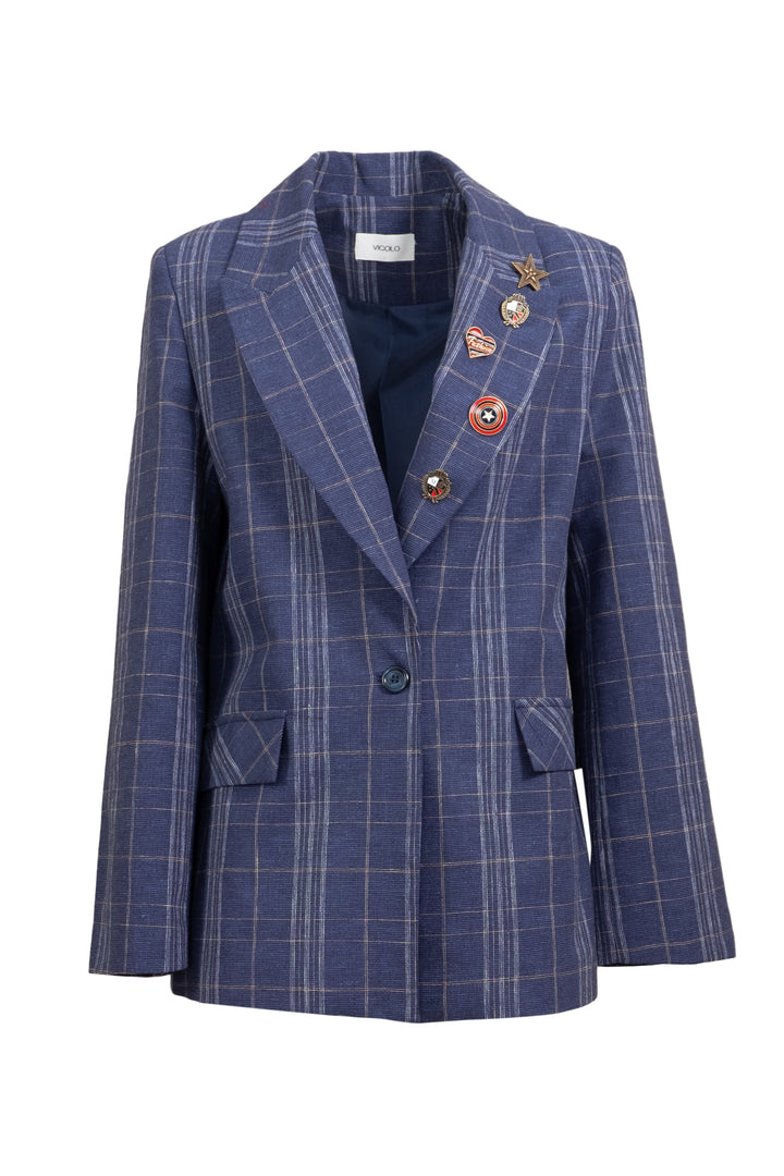 Vicolo - Giacca a quadri con spille Art. RD0390