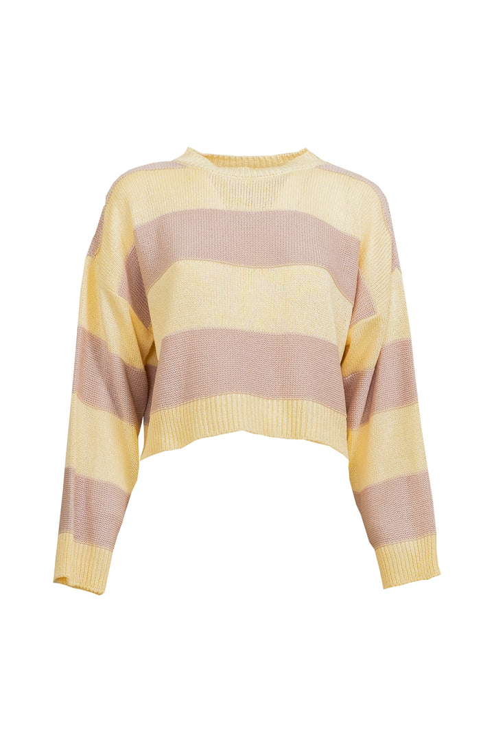 Vicolo - Maglia girocollo crop a righe Art. 55039D