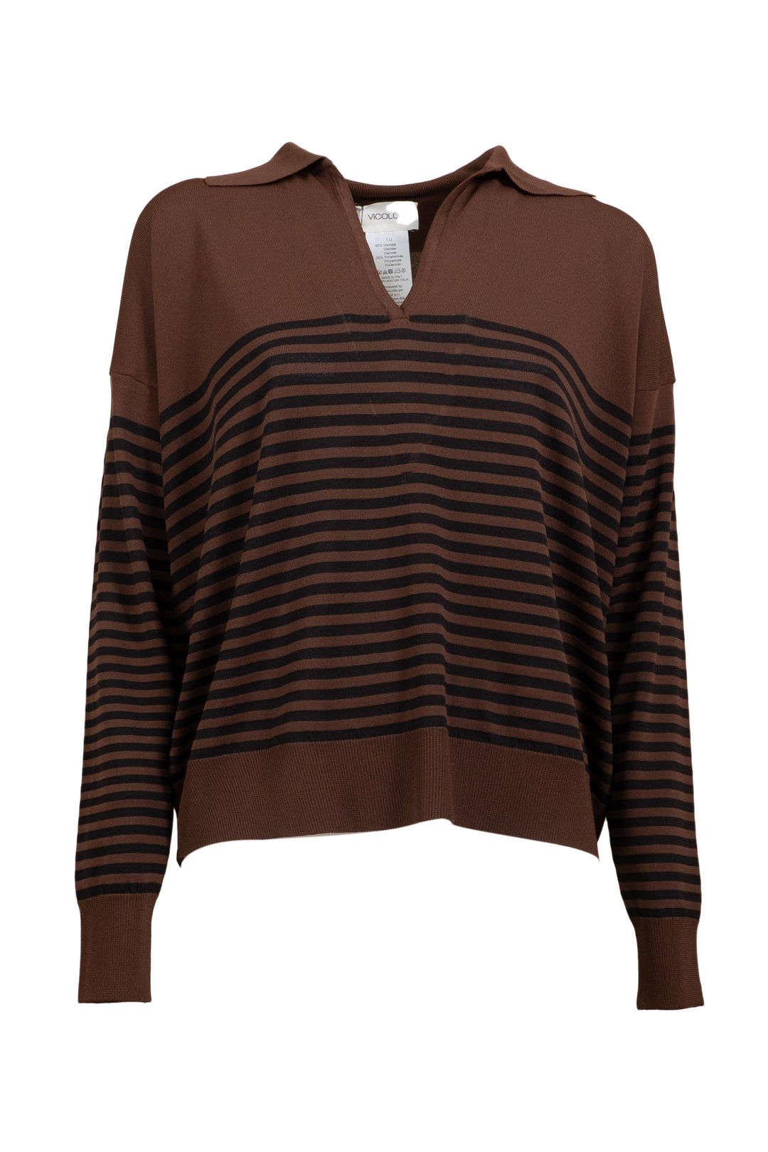 Vicolo - Maglia a righe scollo a V con colletto Art. 44027D