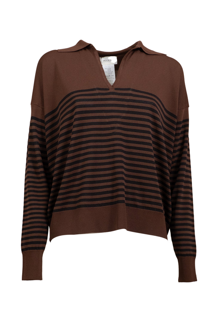 Vicolo - Maglia a righe scollo a V con colletto Art. 44027D