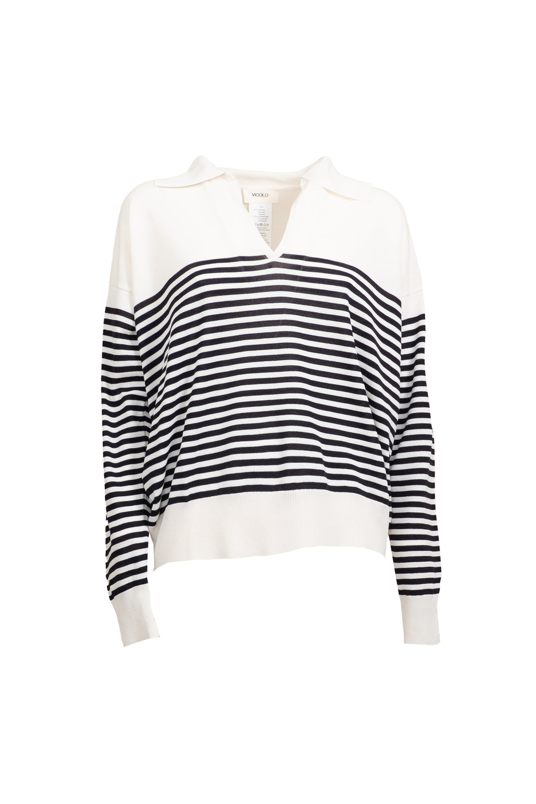 Vicolo - Maglia a righe scollo a V con colletto Art. 44027D
