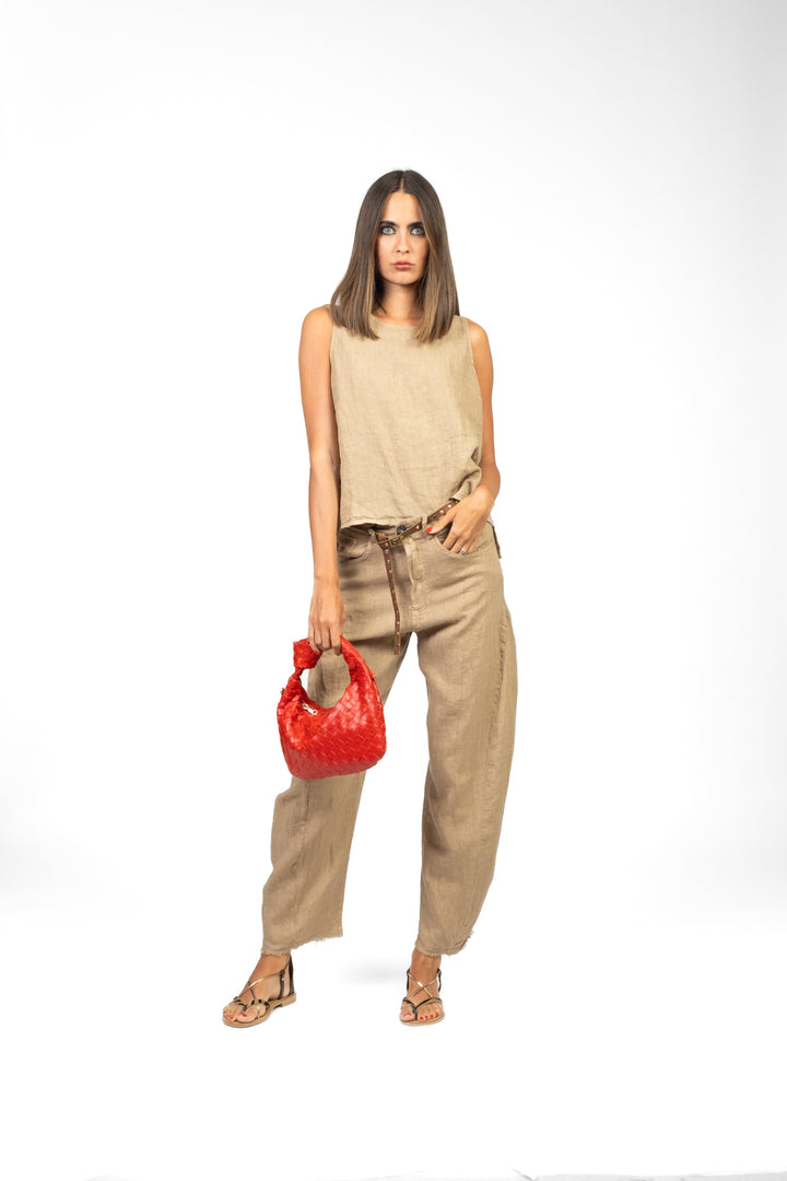 Tensione In - Pantalone barrel in lino Art. S25PE65