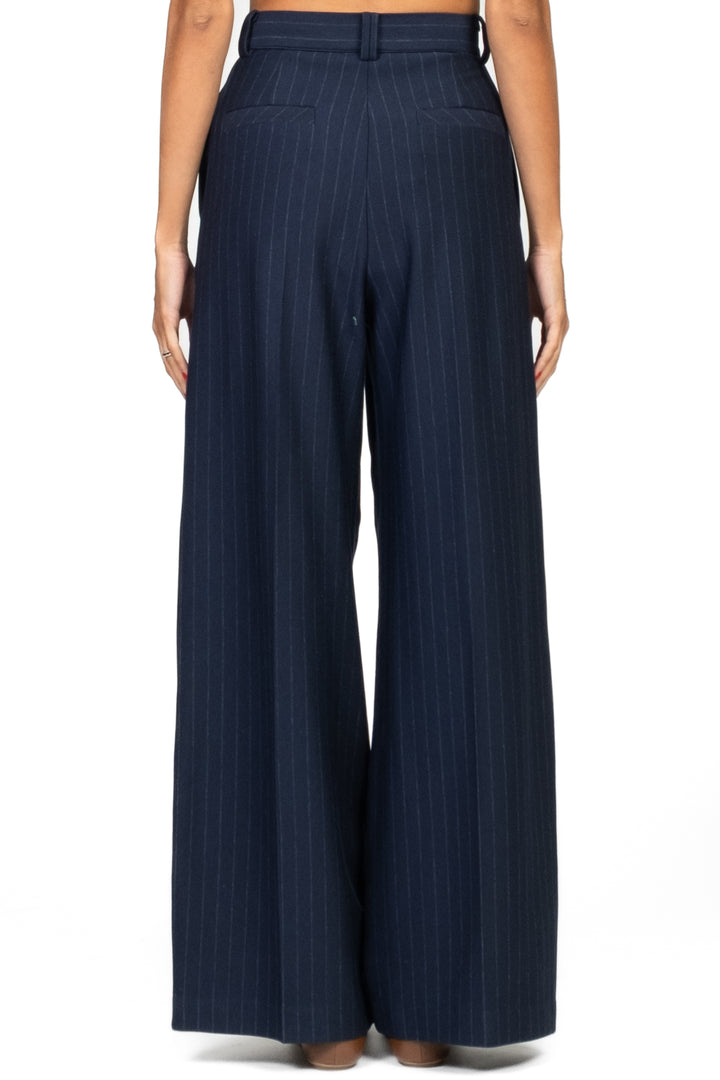 MM MaxMara - Pantalone palazzo con pinces gessato GELA Art. 2526786037
