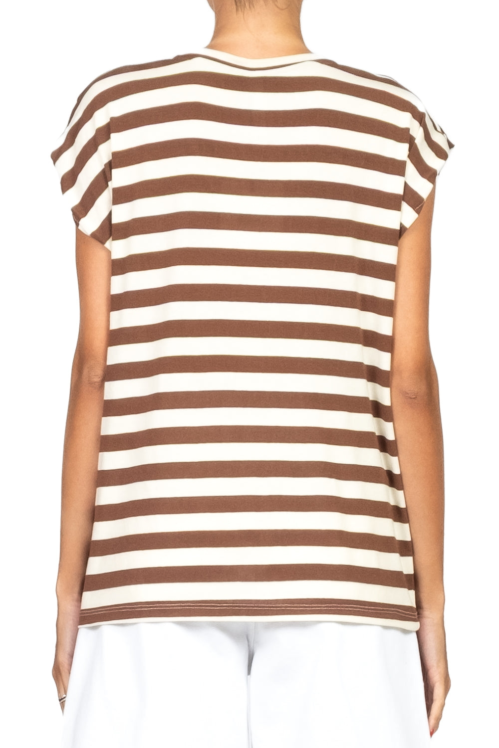 Tensione In - T-shirt rigata scollo V art. XW1571