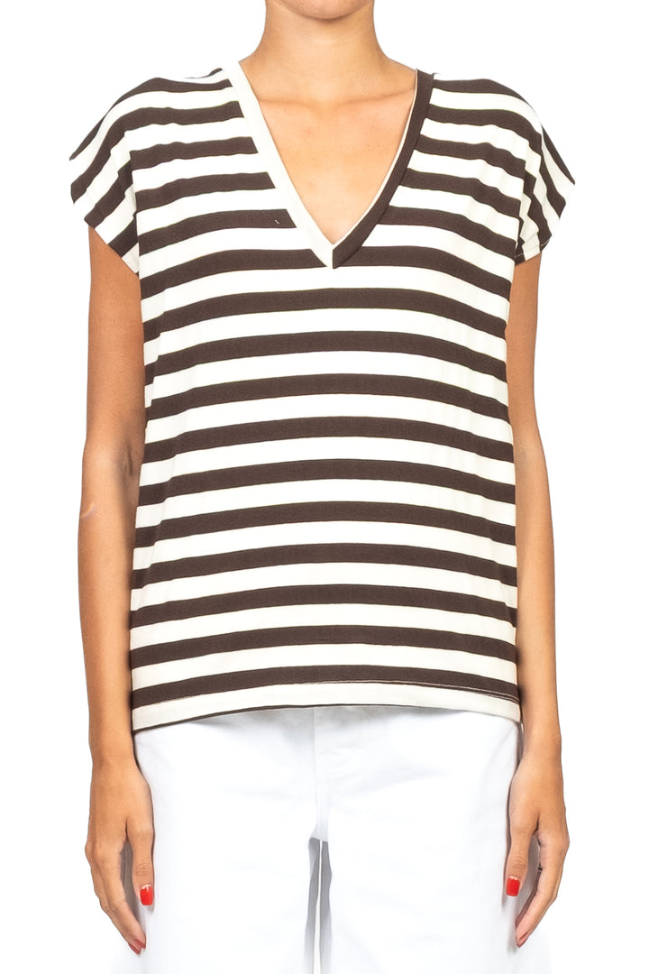 Tensione In - T-shirt rigata scollo V art. XW1571