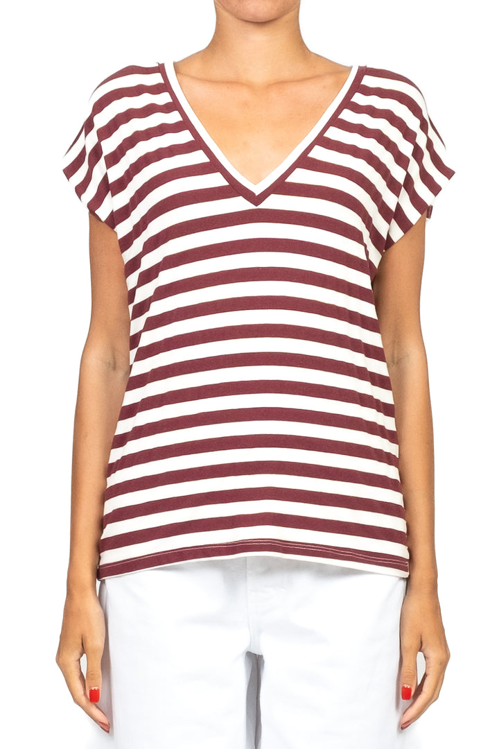 Tensione In - T-shirt rigata scollo V art. XW1571