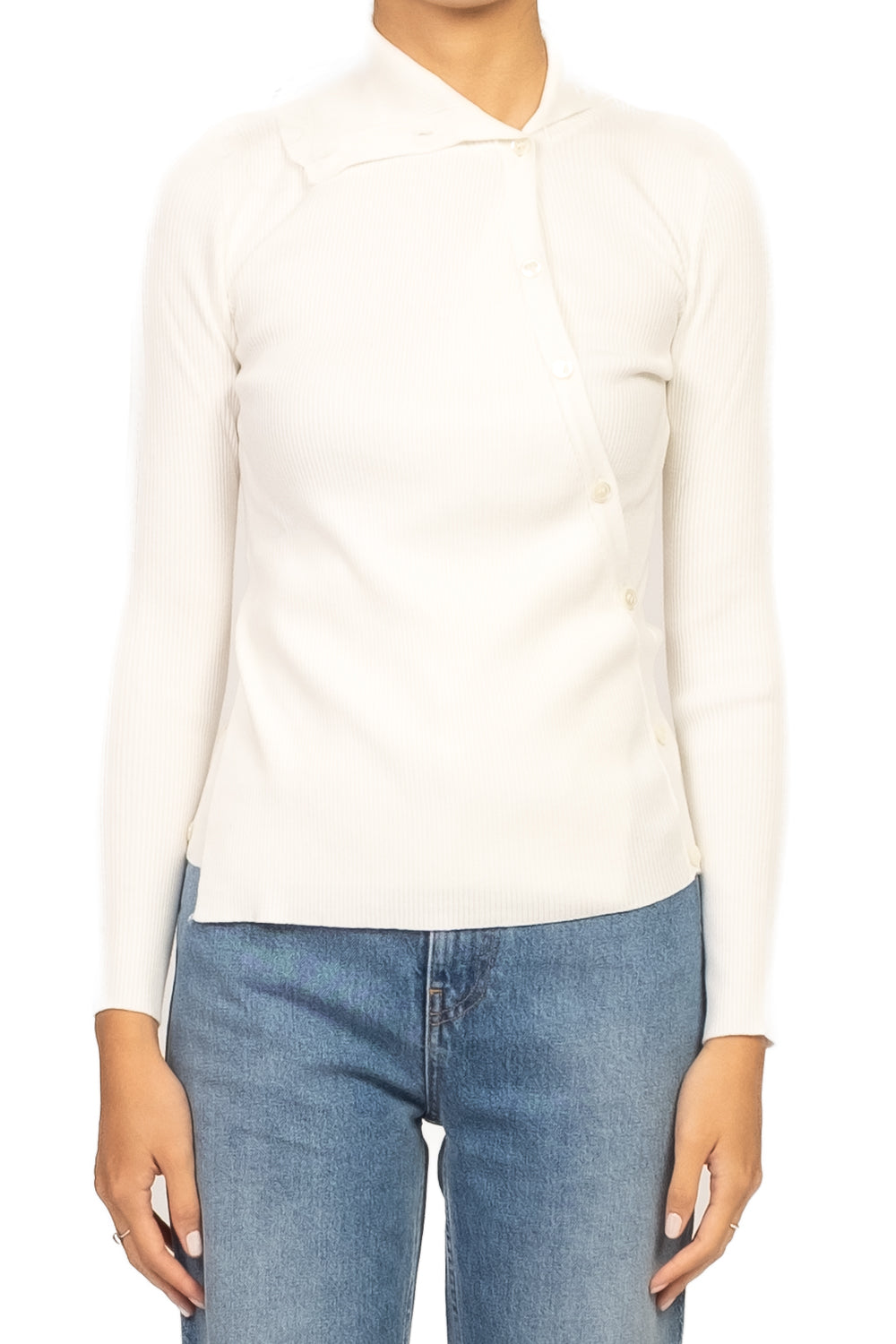 Vicolo - Maglia a costine con bottoni asimmetrici Art. 22106F