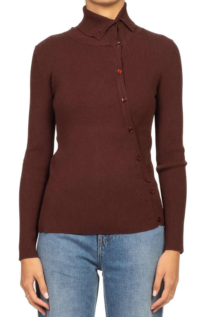 Vicolo - Maglia a costine con bottoni asimmetrici Art. 22106F