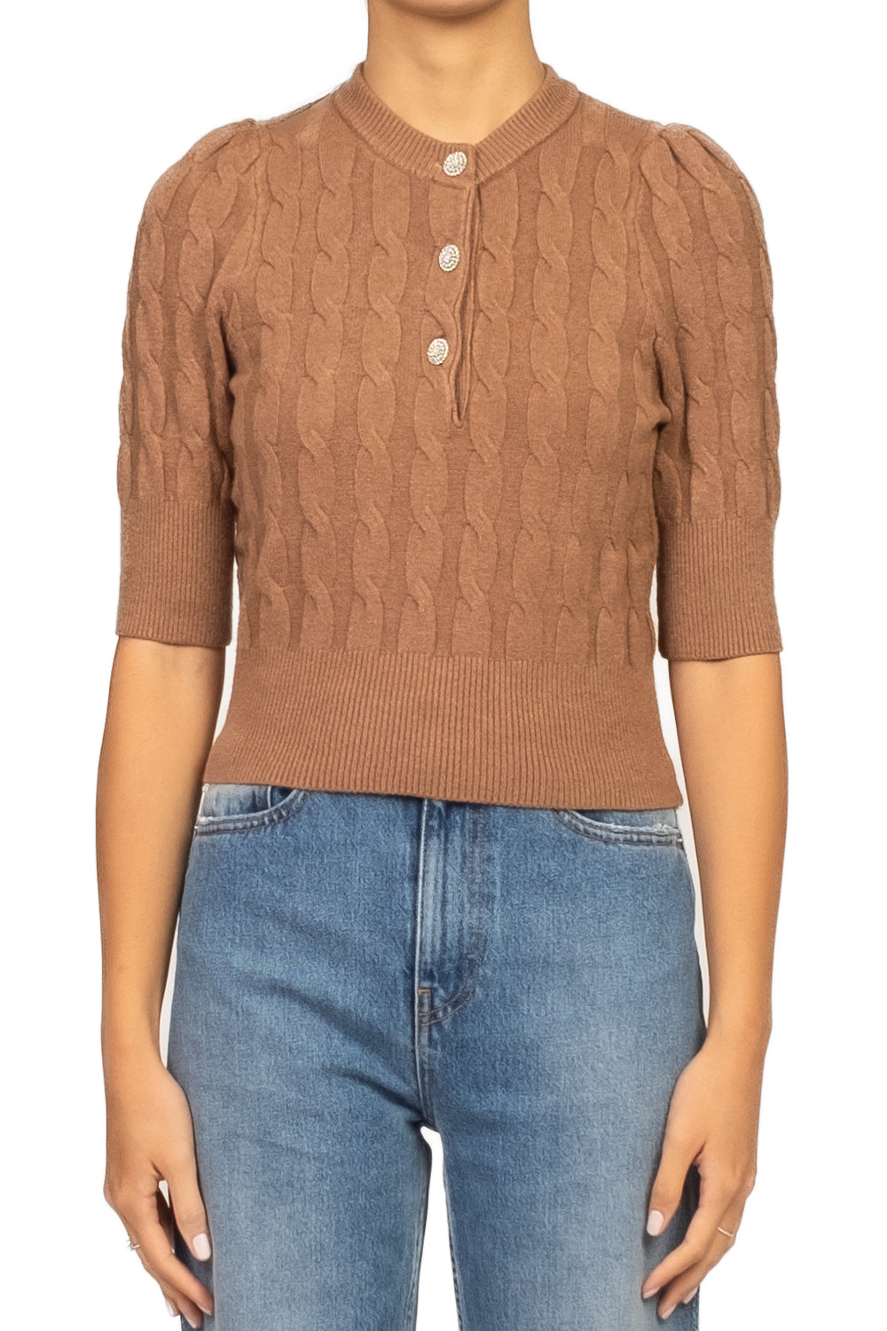 Tensione In - Maglia mezza manica con bottoni gioiello Art. 72185AI25
